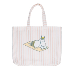 Beach bag velour - <p>The Moomins are enjoying the sunny day on the beach. Snorkmaiden is absorbed in a book while laying on the warm sand.&nbsp;</p>