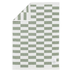 Håndkle 50x70cm Ruter grønn - Svøp deg inn i et mykt og koselig Mummi-badehåndkle. De harmoniske tonene i salviegrønt og hvitt utfyller det trendy rutemønsteret. ... Produktene er GOTS-sertifisert.