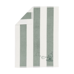 Hand towel 50x70cm Little My stripe - Enjoy the soft coziness of the Moomin hand towel. The harmonious tones of light green and white compliment the trendy stripes pattern.