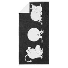 Bath towel 70x140cm Moomintroll - Enjoy the softness of a charming Moomin towel. The black and white towel features a playful Moomintroll. Material is 100% cotton.