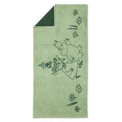 Bath towel 70x140cm Friends Forever - The Friends Forever collection celebrates Snufkin, Moomintroll, and Little My – a curious bunch always ready for an adventure.
