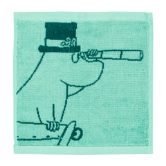Towel 25x25cm Moominpappa teal - Enjoy the softness of a small Moomin towel in teal color made out of organic cotton, featuring the adventurous father ... The product is Global Organic Textile Standard (GOTS) certified.
