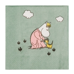 Paper napkin 33cm Loving Care - Bring a dash of Moomin magic to your servings. The Loving Care paper napkins embodies the spirit of the Moomin family where love and care are extended to all beings in Moominvalley.