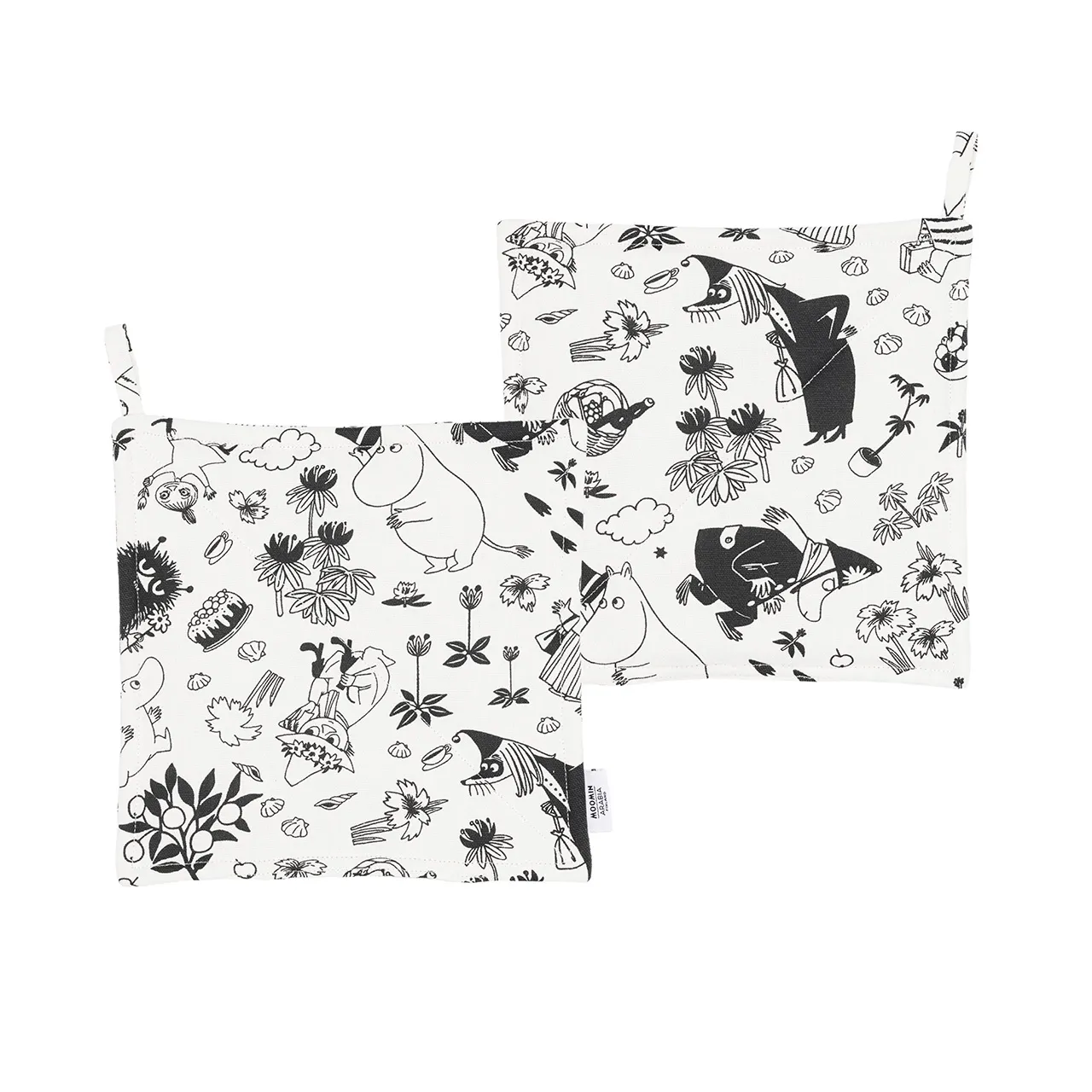 1072658 Moomin pot holder set 22x22cm b&w 2pcs_1.jpg