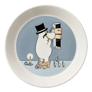 Mumin tallrik 19 cm Muminpappa grå