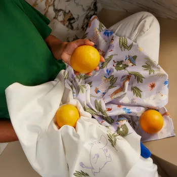 Mummi kjøkkenhåndkle sett 50x70cm lilla+offwhite