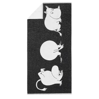 Mumin badhandduk 70x140cm Mumintrollet svart/vit