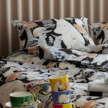 Mummi putetrekk Tegneserie svart 2-pk