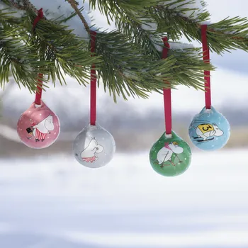 Moomin bauble 50mm Winter sports, 4pc