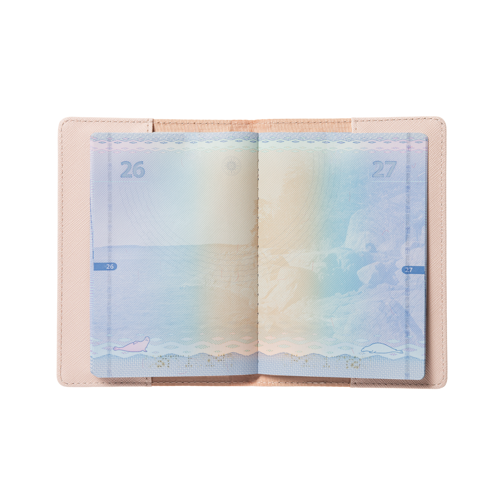 Mummi passetui Ferieklar - Holiday Rush passport holder with an open passport.