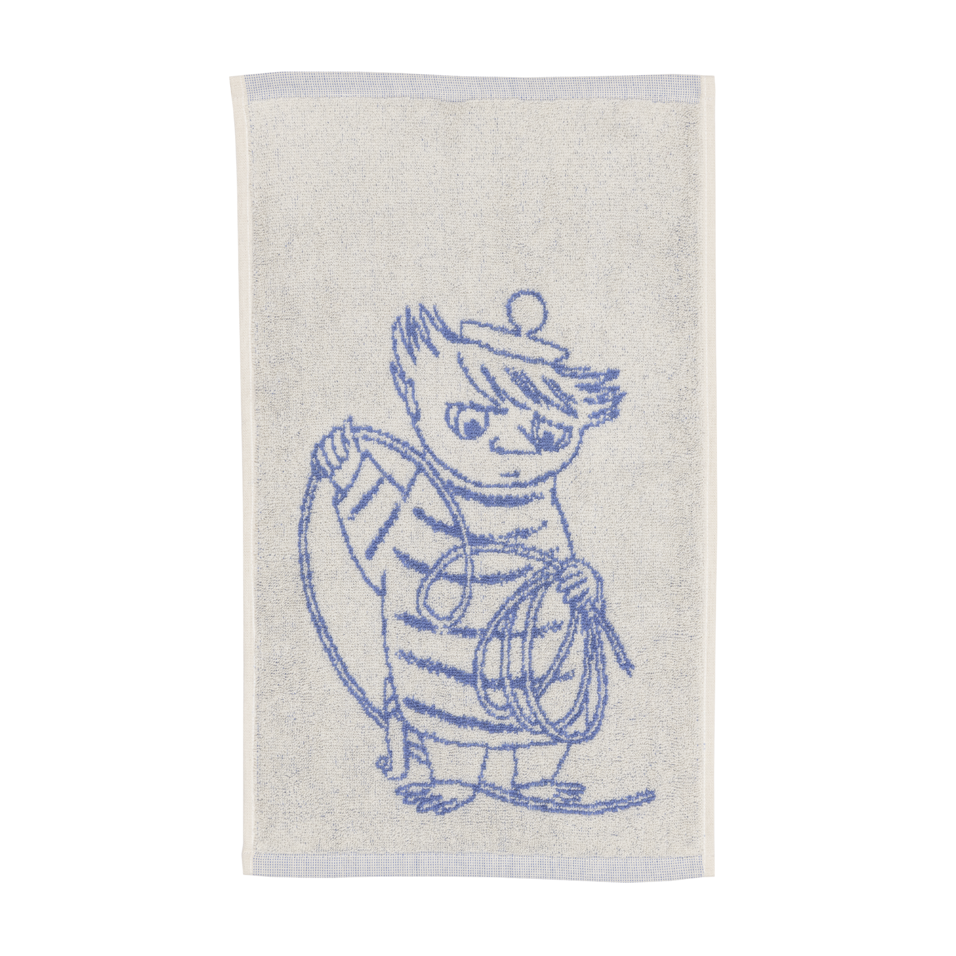 A blue towel with an illustration of Too-ticky holding a rope, shown against a plain white background.