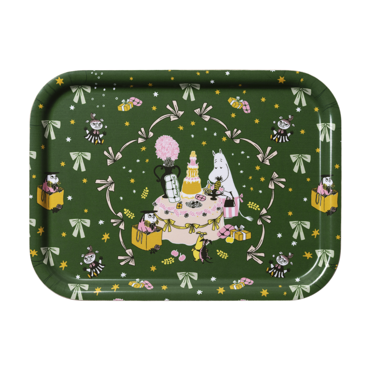 A dark green tray with Gift of Love illustration.
