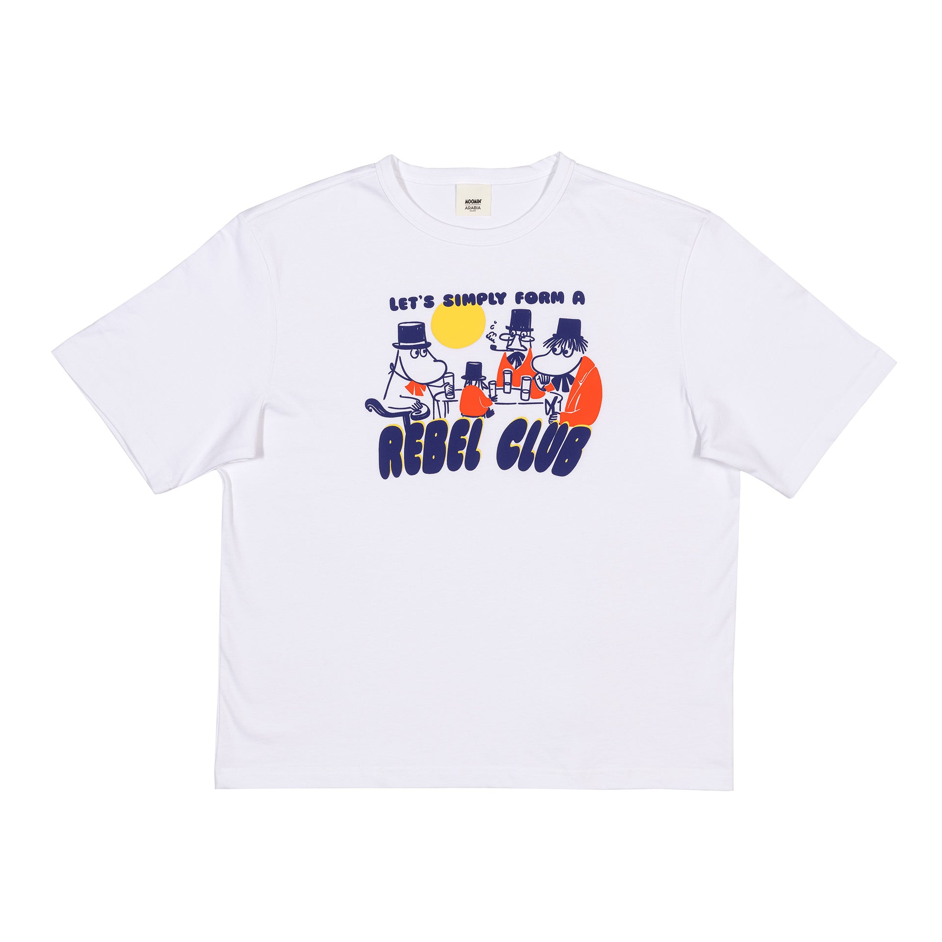 White t-shirt with Rebel Club graphic