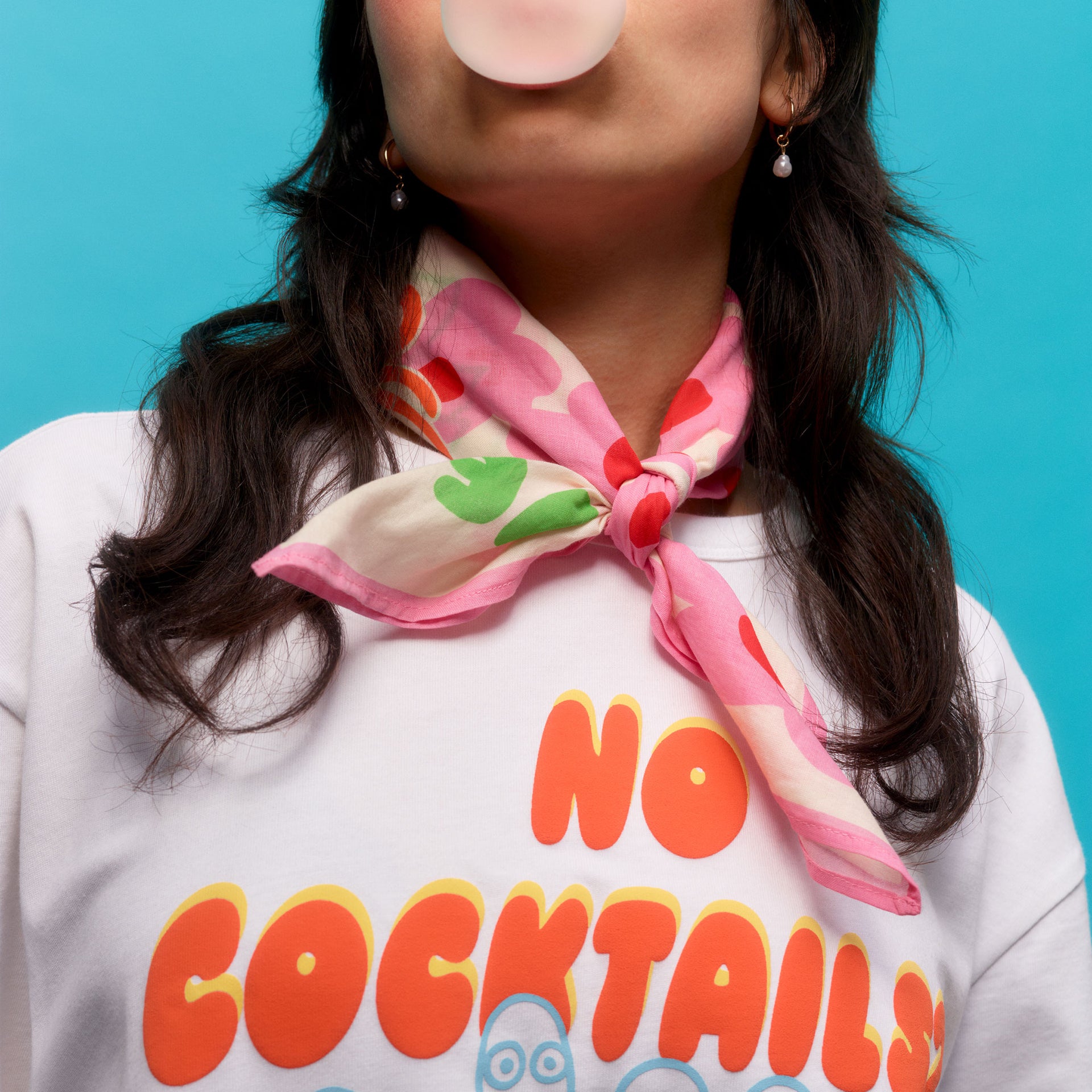Moomin scarf Boss Lady - Person wearing a Rebel Club scarf and on a blue background